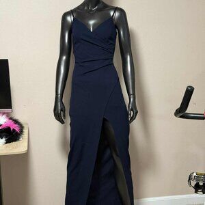 #0002 Emerald Sundae Juniors' High-Slit Gown XS